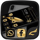 Czarno-złoty motyw z piór ikona