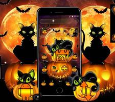 Black Halloween Cat Theme โปสเตอร์