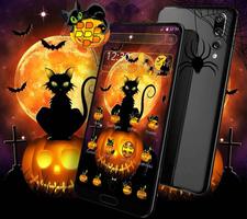 برنامه‌نما Black Halloween Cat Theme عکس از صفحه
