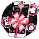 Schwarz Rosa Glitter Bow Theme APK