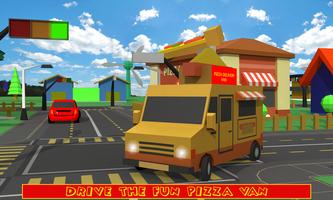Blocky Pizza Delivery الملصق