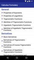 Calculus Formulary الملصق