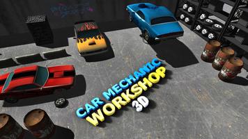 Sports Car Mechanic Workshop 3D Affiche