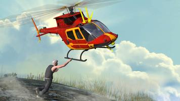 Вертолет спасения полета 3D постер
