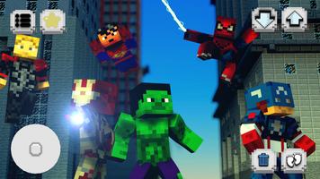 Superheroes Wars Blocky World Craft 3D poster