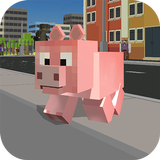 Blocky City Pig Simulator 3D أيقونة