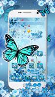 Thème de papillon bleu cerise capture d'écran 1