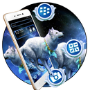 Tema Blue Galaxy Wolf APK