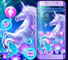 Blue Forest Unicorn Galaxy Theme Plakat
