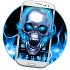 Blue Fire Cool Skull Theme أيقونة