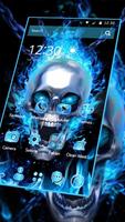 Blue Fire Cool Skull Theme plakat