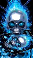 Blue Fire Cool Skull Theme تصوير الشاشة 1