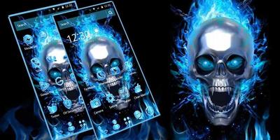 Blue Fire Cool Skull Theme تصوير الشاشة 3