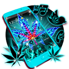 Blue Neon Weed Theme icône