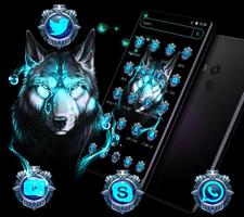 Blue Neon Wild Wolf Theme স্ক্রিনশট 1