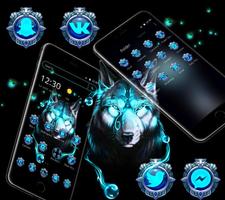 Blue Neon Wild Wolf Theme স্ক্রিনশট 2