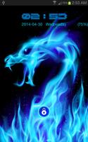 Blue Neon Dragon Poster