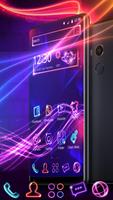 Niebieski Neon Light Theme plakat