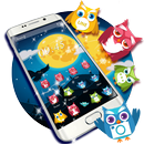 Blue Cartoon Moon Owl Theme APK
