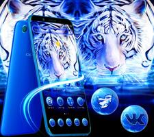 Blaues weißes Tiger-Thema Plakat