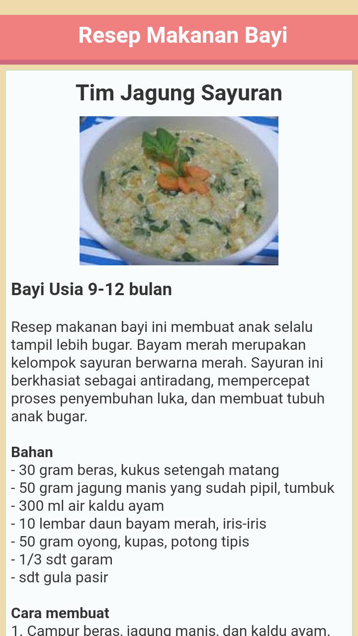 50 Resep Makanan Bayi For Android Apk Download