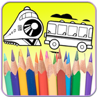 Car coloring book kids games icône