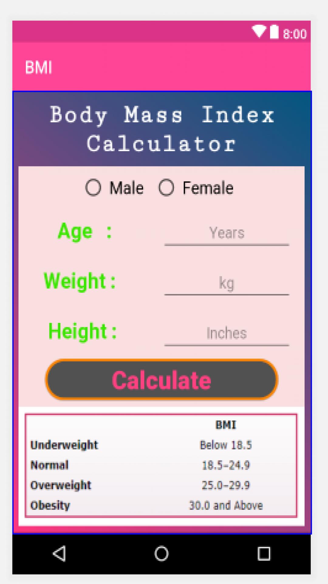 Bmi Calculator Body Mass Index For Android Apk Download