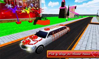 Bridal Limo Car & Wedding Bus 3d Affiche