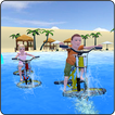 Kids Bicycle Race Water Surfing