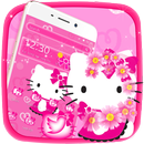 Ładny kotek różowy motyw kota aplikacja