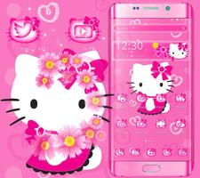 Cute Kitty Pink Cat Theme Affiche