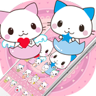 Cute Cartoon Cat Love Theme آئیکن