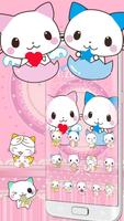 Cute Cartoon Cat Love Theme پوسٹر