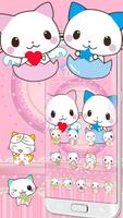 پوستر Cute Cartoon Cat Love Theme