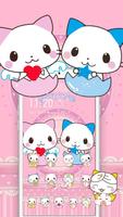 Cute Cartoon Cat Love Theme syot layar 1