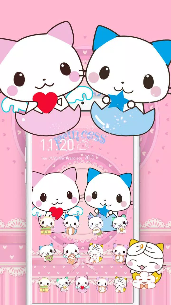 Tải xuống APK Cute Cartoon Cat Love Theme cho Android
