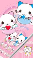 Cute Cartoon Cat Love Theme syot layar 2