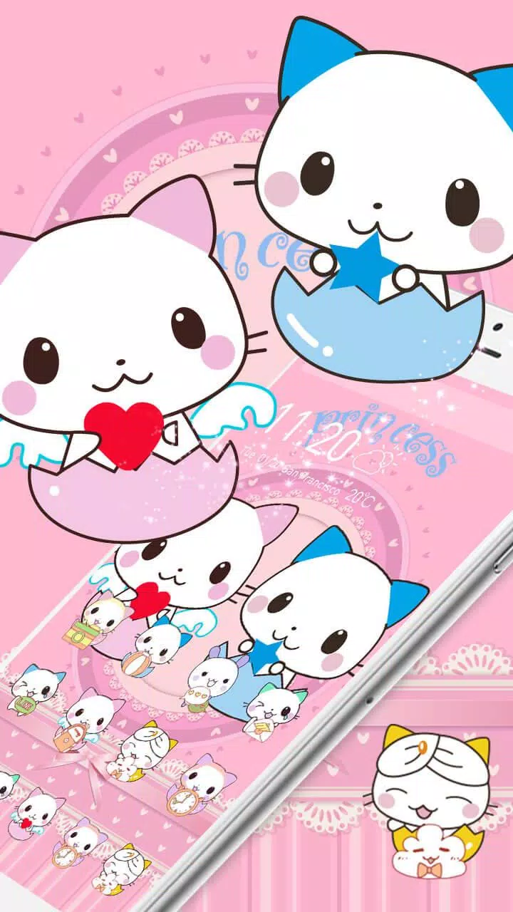 Tải xuống APK Cute Cartoon Cat Love Theme cho Android