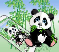 Cute Cartoon Panda Green Grass Theme Affiche
