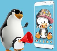 Poster Cute Cartoon Penguin Theme