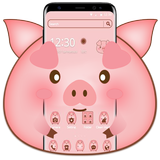 Cute Cartoon Pig Theme icono