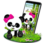 Cute Eating Bamboo Baby Panda Theme icône
