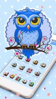 Cute Blue Owl Theme الملصق