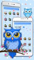 Cute Blue Owl Theme تصوير الشاشة 1