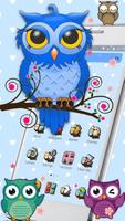 Cute Blue Owl Theme تصوير الشاشة 2