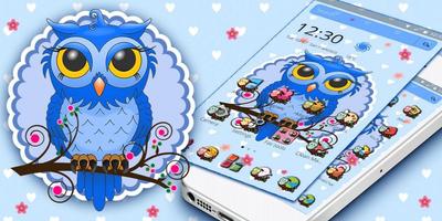 Cute Blue Owl Theme ภาพหน้าจอ 3
