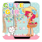 Cute Strawberry Girl Theme icône