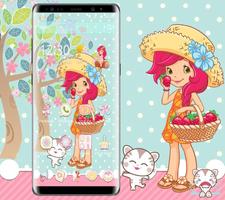 Cute Strawberry Girl Theme Affiche