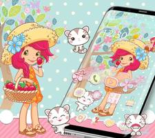 Cute Strawberry Girl Theme স্ক্রিনশট 1