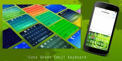 Poster Cute Green Emoji Keyboard